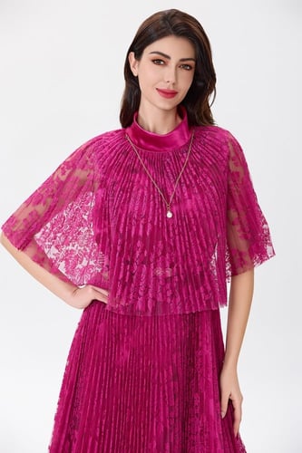 فستان دانتيل فوشيا بليسية