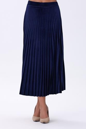 تنورة مخمل بليسيه بلون ازرق ملكي