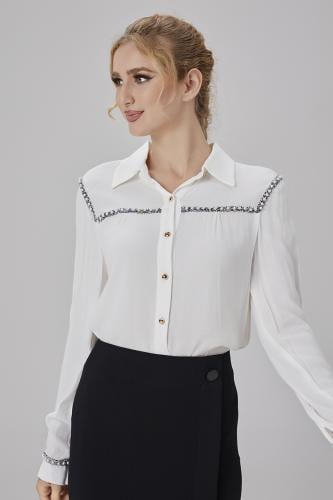 بلوزة حرير مع كلفة