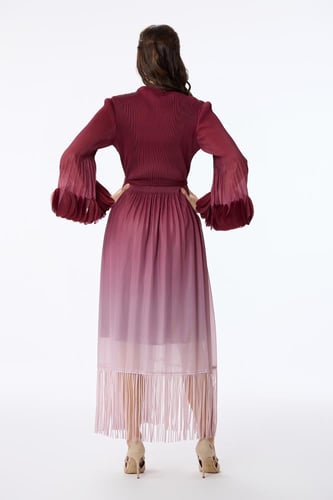 فستان شيفون مع هدب