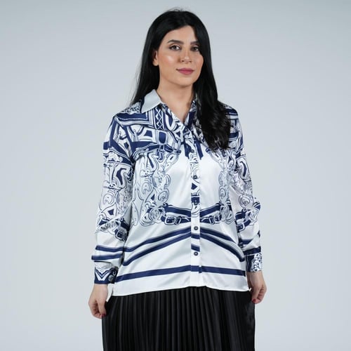 بلوزة ساتان اوف وايت