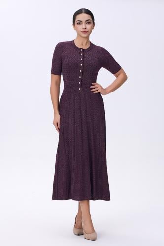 فستان موف استرتش بأزرار أمامية