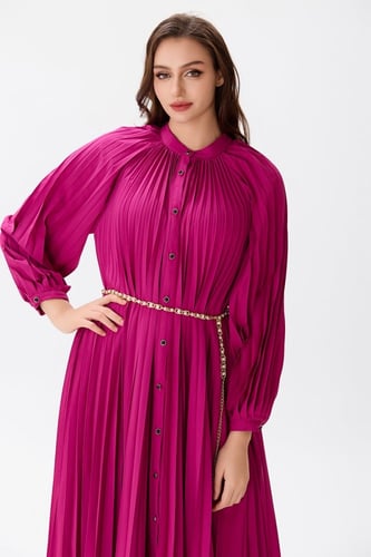 فستان ستان بليسية فوشي