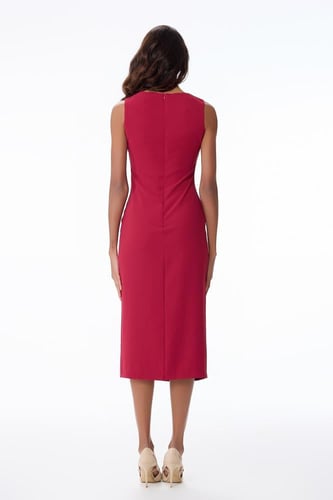 فستان كريب احمر