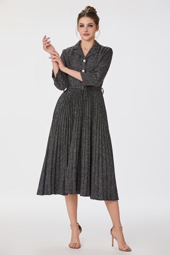 فستان صوف رمادي