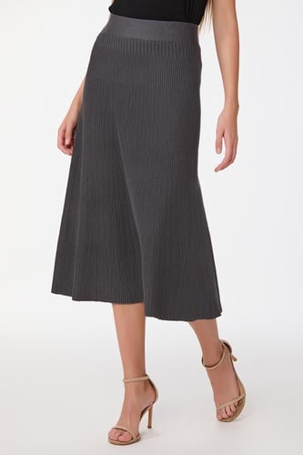 تنورة استريتش رصاصي غامق