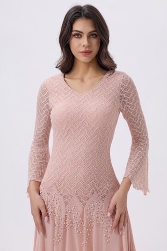 فستان سهرة وردي