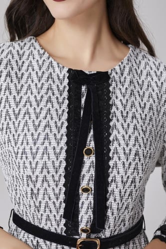 فستان تويد رصاصي