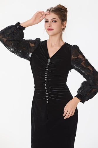 فستان مخمل و دانتيل