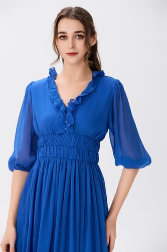 فستان شيفون ازرق ملكي