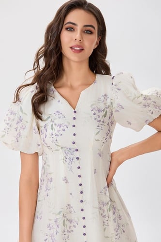 فستان أورغنزا بأزرار لؤلؤ