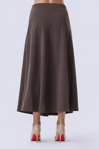 تنورة واسعة بلون بني داكن بقصة A-Line