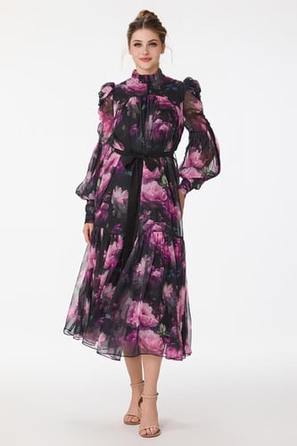 فستان شيفون خريفي