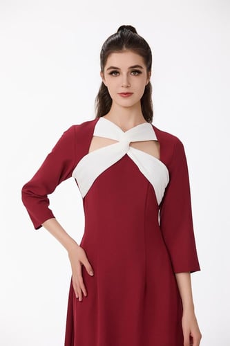 فستان كريب احمر