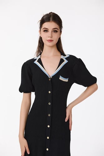 فستان صوف ناعم بحياكة بارزة