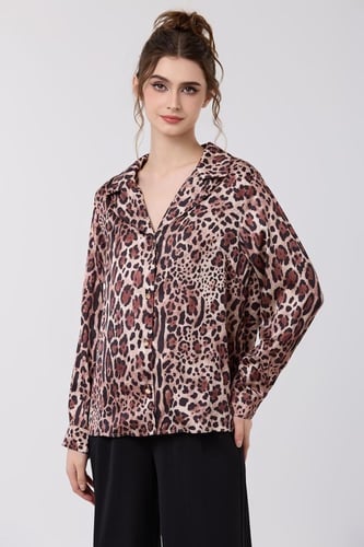 بلوزة ستان نقشة نمري