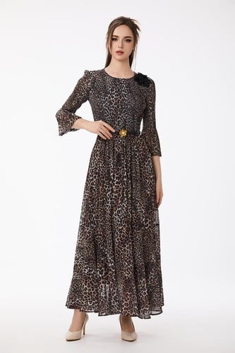 فستان شيفون نقشة الفهد