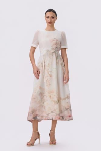 فستان بيج بطبعة الزهور