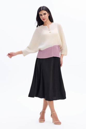 بلوزة بليسية بيج و بنفسجي