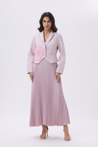 فستان زهري قطعتين