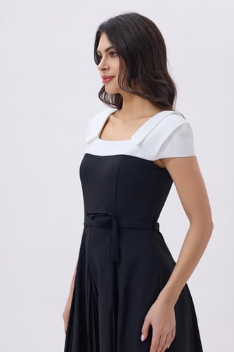 فستان اسود ميدي