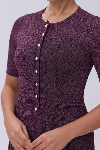 فستان موف استرتش بأزرار أمامية