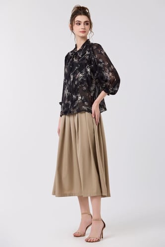 بلوزة شيفون اسود شفاف