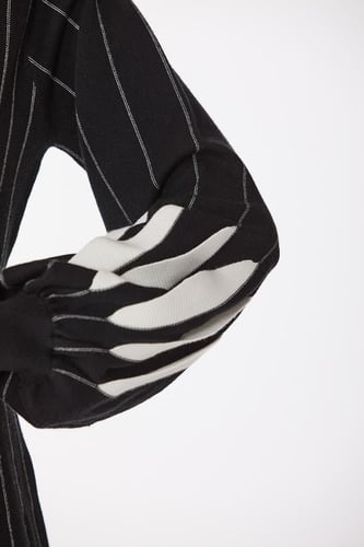 فستان صوف ناعم مقلم