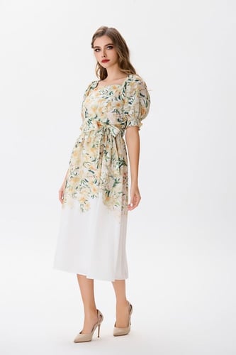 فستان قطن بنقشة الورود