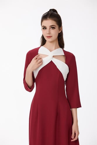 فستان كريب احمر