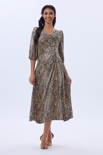 فستان ستان نقشة الفهد