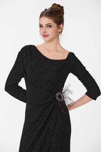 فستان طبع مخمل بنقشة الفهد