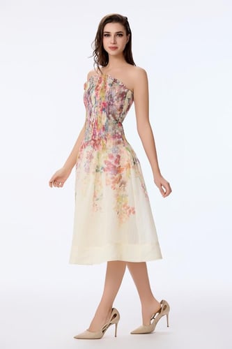 فستان اورغنزا بنقشة الوان