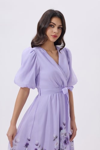 فستان ميدي بنفسجي مورد | Prando