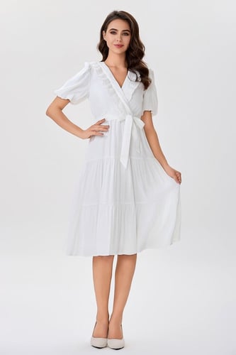 فستان سادة ميدي