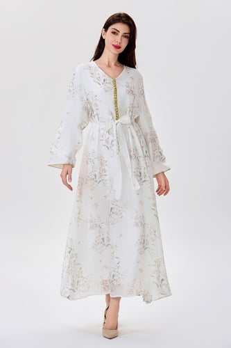 جلابية حرير مع ازرار ذهبية