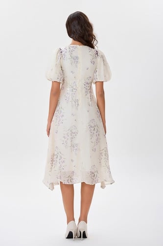 فستان أورغنزا بأزرار لؤلؤ