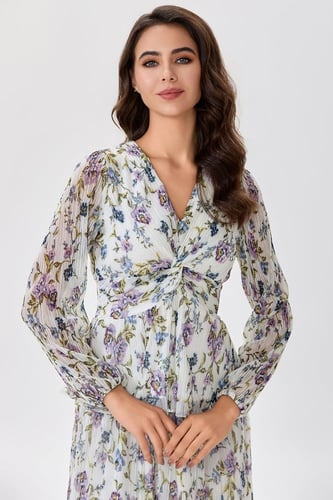 بلوزة تول بليسية بنقشة الزهور