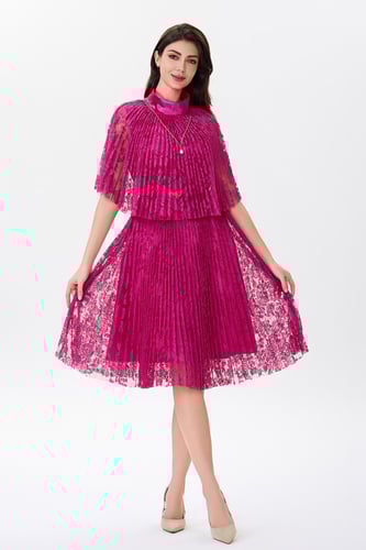 فستان دانتيل فوشيا بليسية