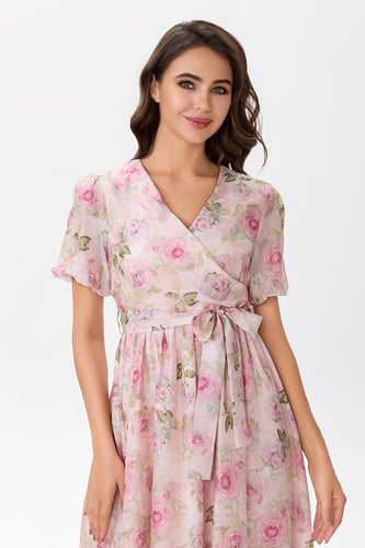 فستان اورغنزا بنقشة الورود