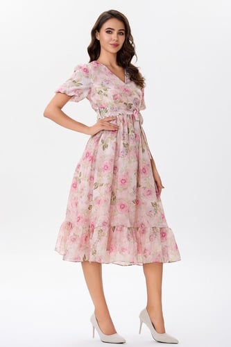 فستان اورغنزا بنقشة الورود