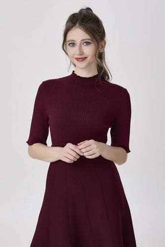 فستان استرتش عنابي