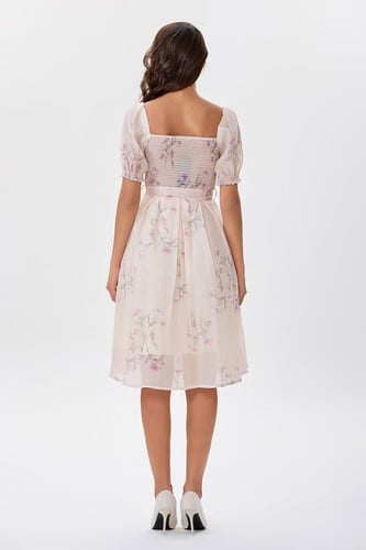 فستان اورغنزا بيج مع وردة