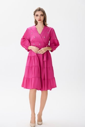 فستان قطن بكريستال