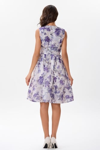 فستان اورغنزا بنقشة الزهور البنفسجي