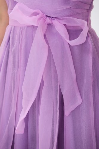 فستان اورغنزا ليلكي بصدر مزدوج