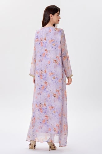 جلابية شيفون بكلف ذهبية