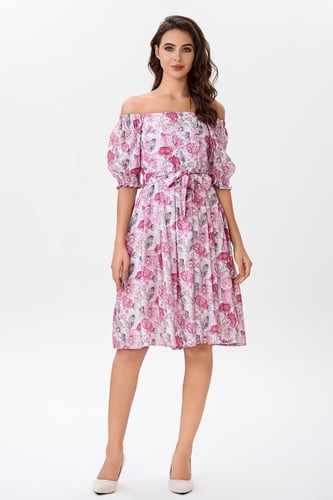 فستان قطن بنقشة الورود