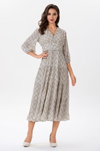 فستان شيفون بنقشة عصرية