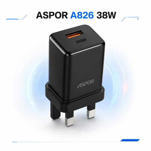 شاحن ASPOR A826 بقدرة 38W ودعم PD وQC 3.0